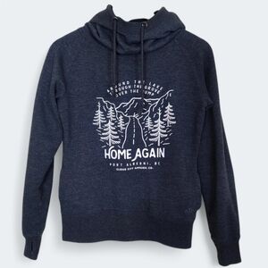 Super Comfy Mountain Road Cowl Hoodie Size XS Dark Blue Grayish